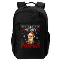 Merry Foxmas Santa Fox Lights Fox Lovers Ugly Xmas Daily Commute Backpack