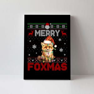 Merry Foxmas Santa Fox Lights Fox Lovers Ugly Xmas Canvas