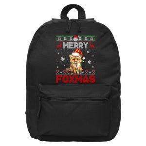 Merry Foxmas Santa Fox Lights Fox Lovers Ugly Xmas 16 in Basic Backpack