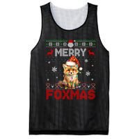 Merry Foxmas Santa Fox Lights Fox Lovers Ugly Xmas Mesh Reversible Basketball Jersey Tank