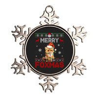 Merry Foxmas Santa Fox Lights Fox Lovers Ugly Xmas Metallic Star Ornament