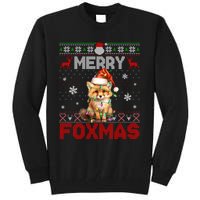 Merry Foxmas Santa Fox Lights Fox Lovers Ugly Xmas Tall Sweatshirt