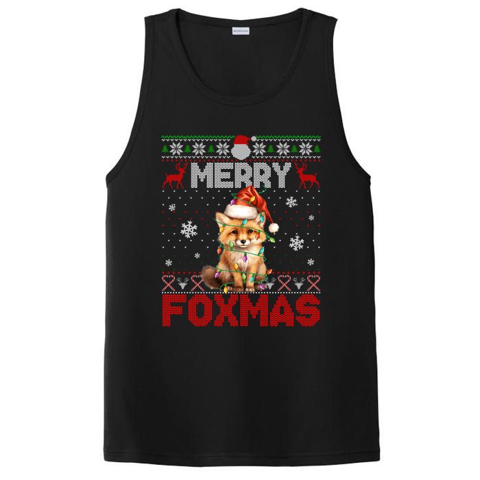 Merry Foxmas Santa Fox Lights Fox Lovers Ugly Xmas PosiCharge Competitor Tank