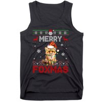 Merry Foxmas Santa Fox Lights Fox Lovers Ugly Xmas Tank Top