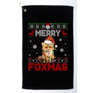 Merry Foxmas Santa Fox Lights Fox Lovers Ugly Xmas Platinum Collection Golf Towel