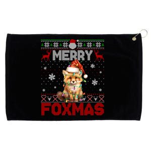 Merry Foxmas Santa Fox Lights Fox Lovers Ugly Xmas Grommeted Golf Towel