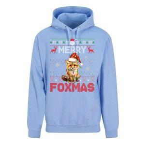 Merry Foxmas Santa Fox Lights Fox Lovers Ugly Xmas Unisex Surf Hoodie