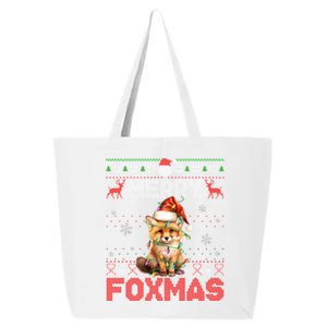 Merry Foxmas Santa Fox Lights Fox Lovers Ugly Xmas 25L Jumbo Tote