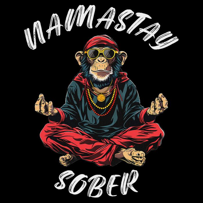 Monkey Funny Sobriety Narcotics Anonymous Namastay Sober Flat Bill Trucker Hat