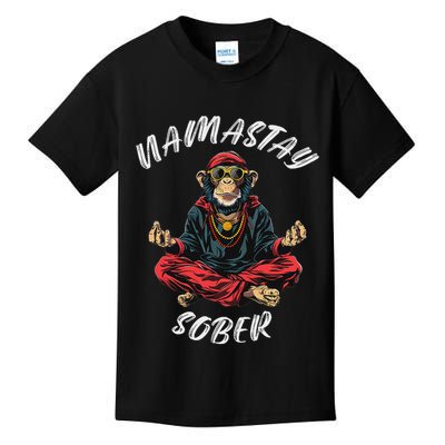 Monkey Funny Sobriety Narcotics Anonymous Namastay Sober Kids T-Shirt