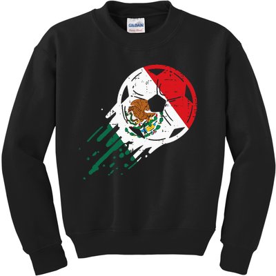 Mexico Flag Soccer Ball Mexican Football Fan Kids Sweatshirt