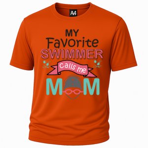 My Favorite Swimmer Calls Me Mom Swim Team Swimming Gift Meaningful Gift Cooling Performance Crew T-Shirt