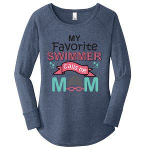 My Favorite Swimmer Calls Me Mom Swim Team Swimming Gift Meaningful Gift Women's Perfect Tri Tunic Long Sleeve Shirt