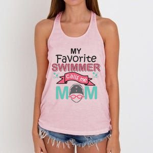 My Favorite Swimmer Calls Me Mom Swim Team Swimming Gift Meaningful Gift Women's Knotted Racerback Tank