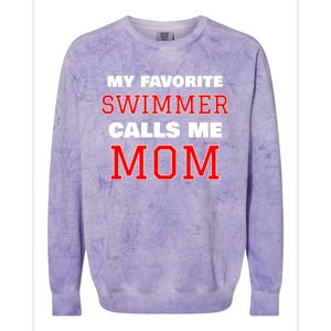 My Favorite Swimmer Calls Me Mom Swimming Great Gift Colorblast Crewneck Sweatshirt