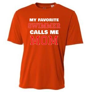 My Favorite Swimmer Calls Me Mom Swimming Great Gift Cooling Performance Crew T-Shirt