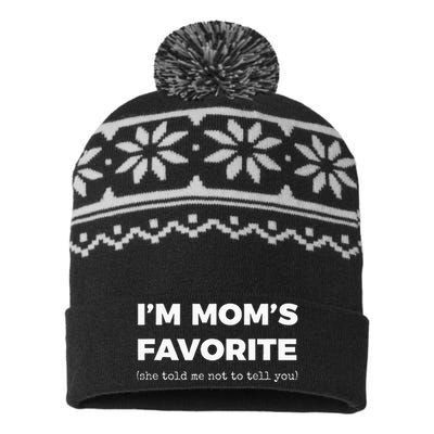 Moms Favorite Son Daughter Im Moms Favorite USA-Made Snowflake Beanie