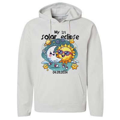 My First Solar Eclipse April 8 2024 Performance Fleece Hoodie