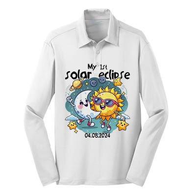 My First Solar Eclipse April 8 2024 Silk Touch Performance Long Sleeve Polo