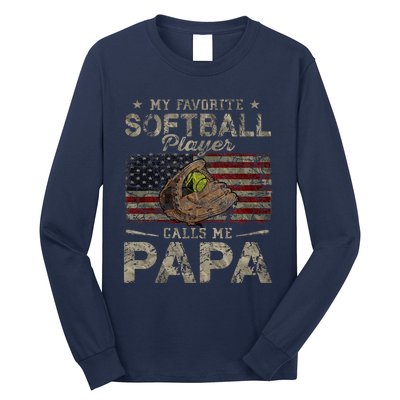 My Favorite Softball Player Calls Me Papa FatherS Day Long Sleeve Shirt