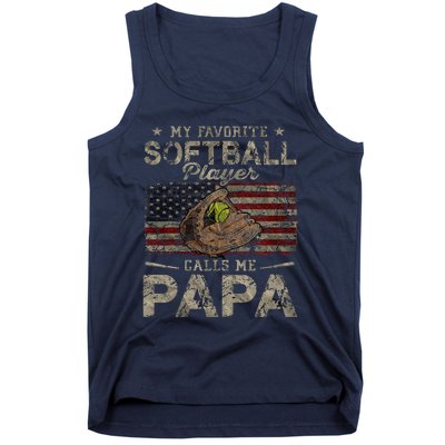 My Favorite Softball Player Calls Me Papa FatherS Day Tank Top