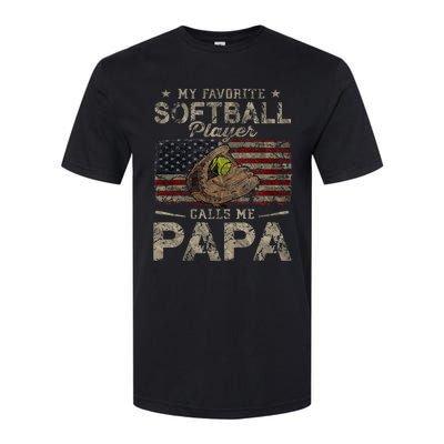 My Favorite Softball Player Calls Me Papa FatherS Day Softstyle CVC T-Shirt