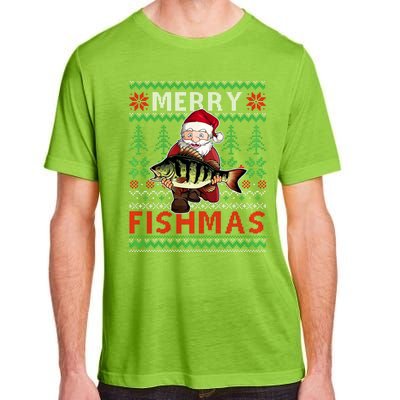 Merry Fishmas Santa Fishing Fishers Ugly Christmas Sweater Adult ChromaSoft Performance T-Shirt