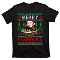 Merry Fishmas Santa Fishing Fishers Ugly Christmas Sweater T-Shirt