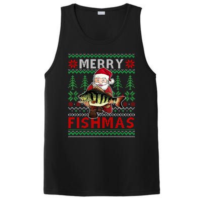 Merry Fishmas Santa Fishing Fishers Ugly Christmas Sweater PosiCharge Competitor Tank