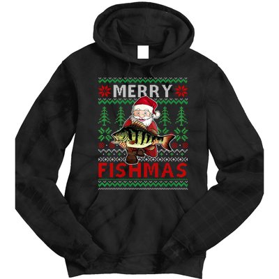 Merry Fishmas Santa Fishing Fishers Ugly Christmas Sweater Tie Dye Hoodie