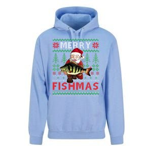 Merry Fishmas Santa Fishing Fishers Ugly Christmas Sweater Unisex Surf Hoodie