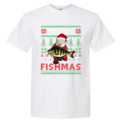 Merry Fishmas Santa Fishing Fishers Ugly Christmas Sweater Garment-Dyed Heavyweight T-Shirt