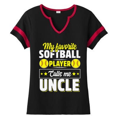 My Favorite Softball Player Calls Me Uncle Cute Ladies Halftime Notch Neck Tee