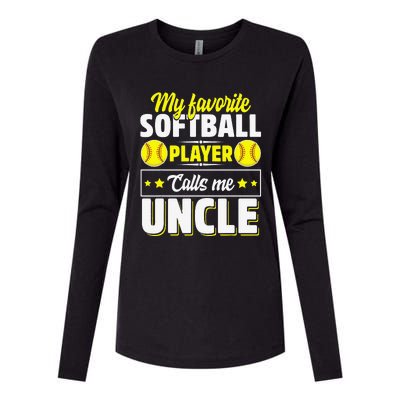 My Favorite Softball Player Calls Me Uncle Cute Womens Cotton Relaxed Long Sleeve T-Shirt