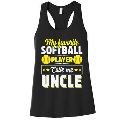 My Favorite Softball Player Calls Me Uncle Cute Women's Racerback Tank