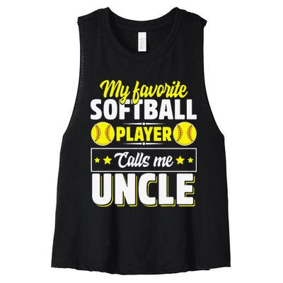 My Favorite Softball Player Calls Me Uncle Cute Women's Racerback Cropped Tank