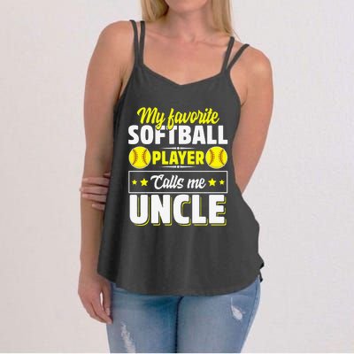 My Favorite Softball Player Calls Me Uncle Cute Women's Strappy Tank