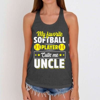 My Favorite Softball Player Calls Me Uncle Cute Women's Knotted Racerback Tank