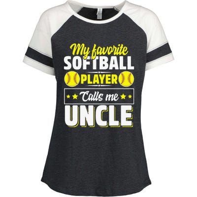 My Favorite Softball Player Calls Me Uncle Cute Enza Ladies Jersey Colorblock Tee