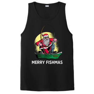 Merry Fishmas Santa Fishing Santa On A Boat Fishing Xmas PosiCharge Competitor Tank