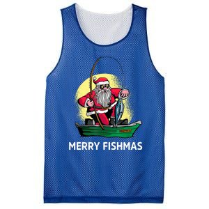 Merry Fishmas Santa Fishing Santa On A Boat Fishing Xmas Mesh Reversible Basketball Jersey Tank