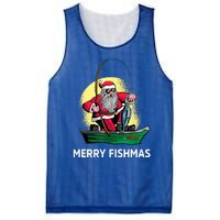 Merry Fishmas Santa Fishing Santa On A Boat Fishing Xmas Mesh Reversible Basketball Jersey Tank