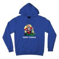 Merry Fishmas Santa Fishing Santa On A Boat Fishing Xmas Tall Hoodie