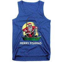 Merry Fishmas Santa Fishing Santa On A Boat Fishing Xmas Tank Top