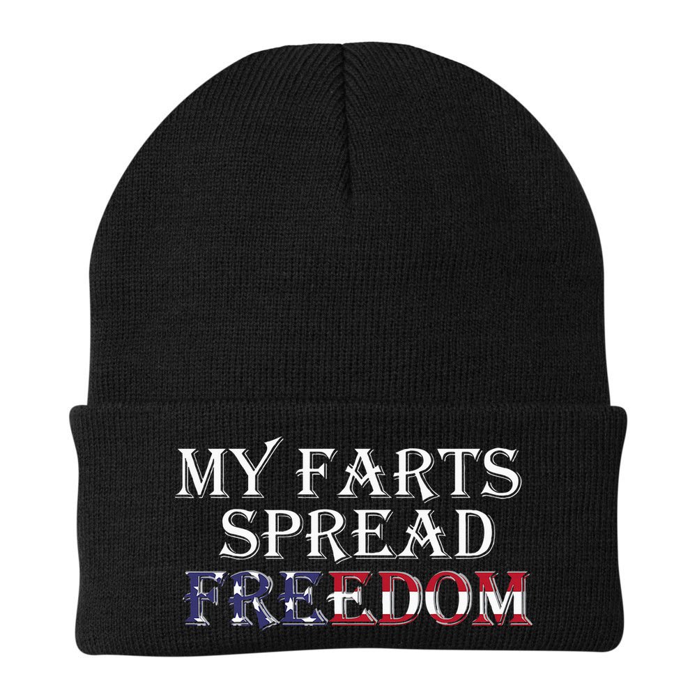 My Farts Spread Freedom Redneck Country Joke USA Flag Humor Beanie