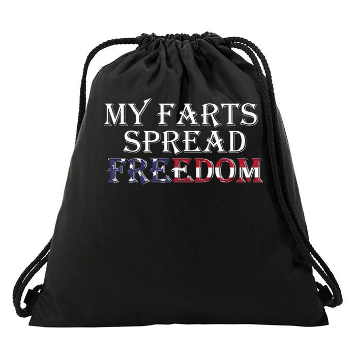 My Farts Spread Freedom Redneck Country Joke USA Flag Humor Drawstring Bag