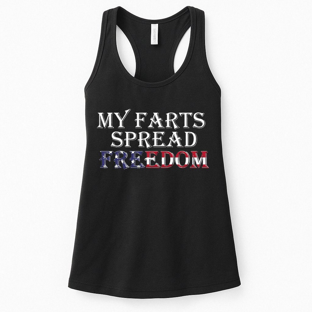 My Farts Spread Freedom Redneck Country Joke USA Flag Humor Womens Tank Top