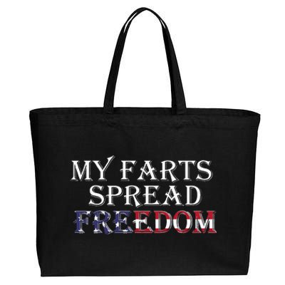 My Farts Spread Freedom Redneck Country Joke USA Flag Humor Cotton Canvas Jumbo Tote