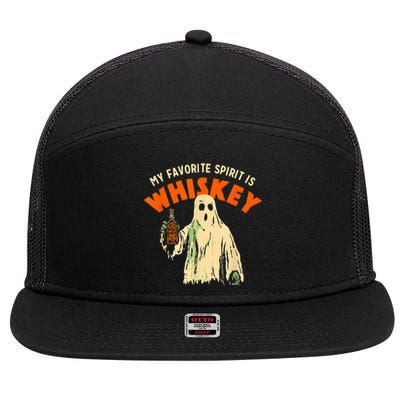 My Favorite Spirit Is Whiskey 7 Panel Mesh Trucker Snapback Hat