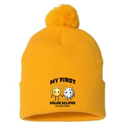 My First Solar Eclipse Boy Girl 2024 Solar Eclipse Pom Pom 12in Knit Beanie